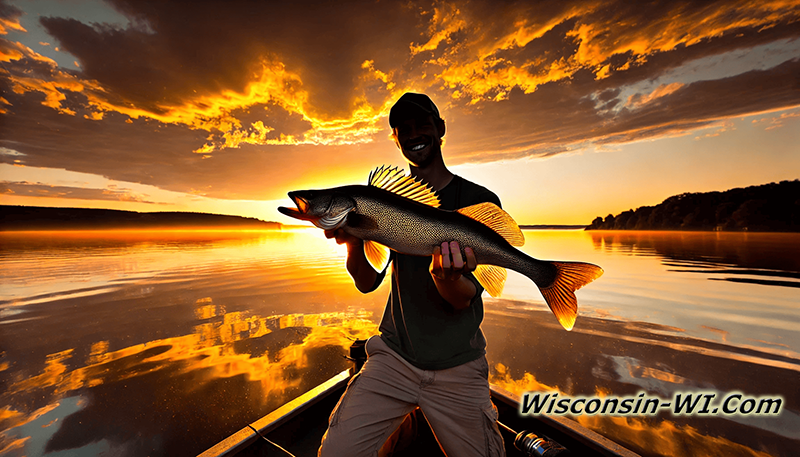 Wisconsin Walleye Fishing Sunset Large