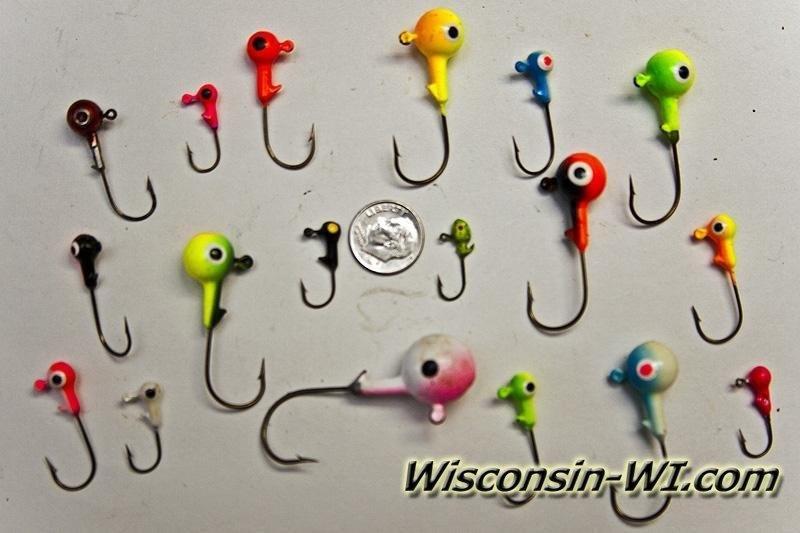 Photos of Weighted Jig Heads used in Walleye Fishing