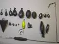 Photo of an assortment of lead Fishing Weights &amp; Sinkers;